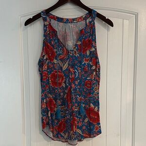 Floral Blue and Red Women's Top